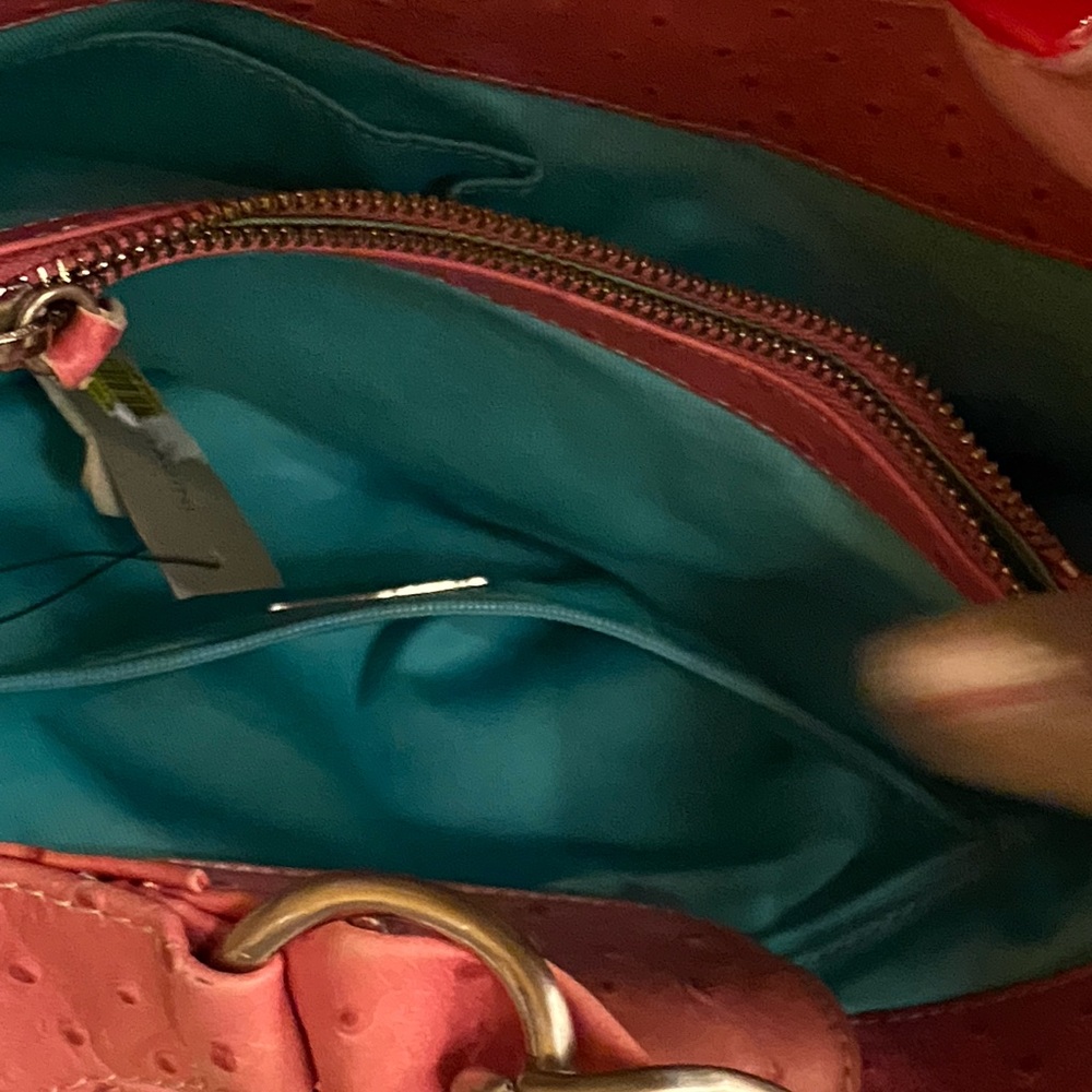 Leather ostrich, print bag - Picture 9 of 10